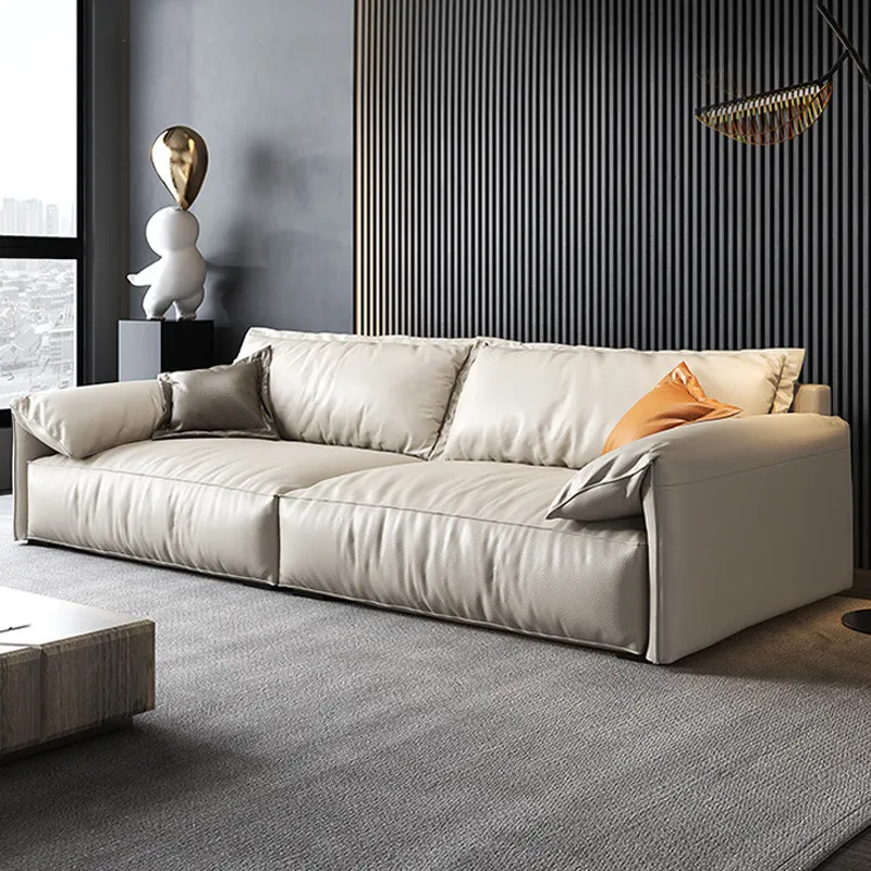 Office Furniture First - โซฟาหนังสำนักงาน หนังวัวแท้ชั้นแรก สไตล์โมเดิร์น หรูหราเบาๆ สำหรับห้องรับรอง ห้องนั่งเล่น