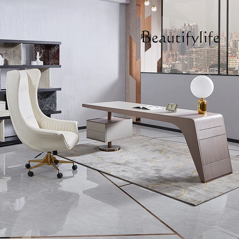 Office X Furniture - ชุดโต๊ะทำงานและเก้าอี้สไตล์อิตาเลียนโพสต์โมเดิร์น พร้อมชั้นวางหนังสือ โต๊ะคอมพิวเตอร์ และโต๊ะเขียนหนังสือแบบรวม