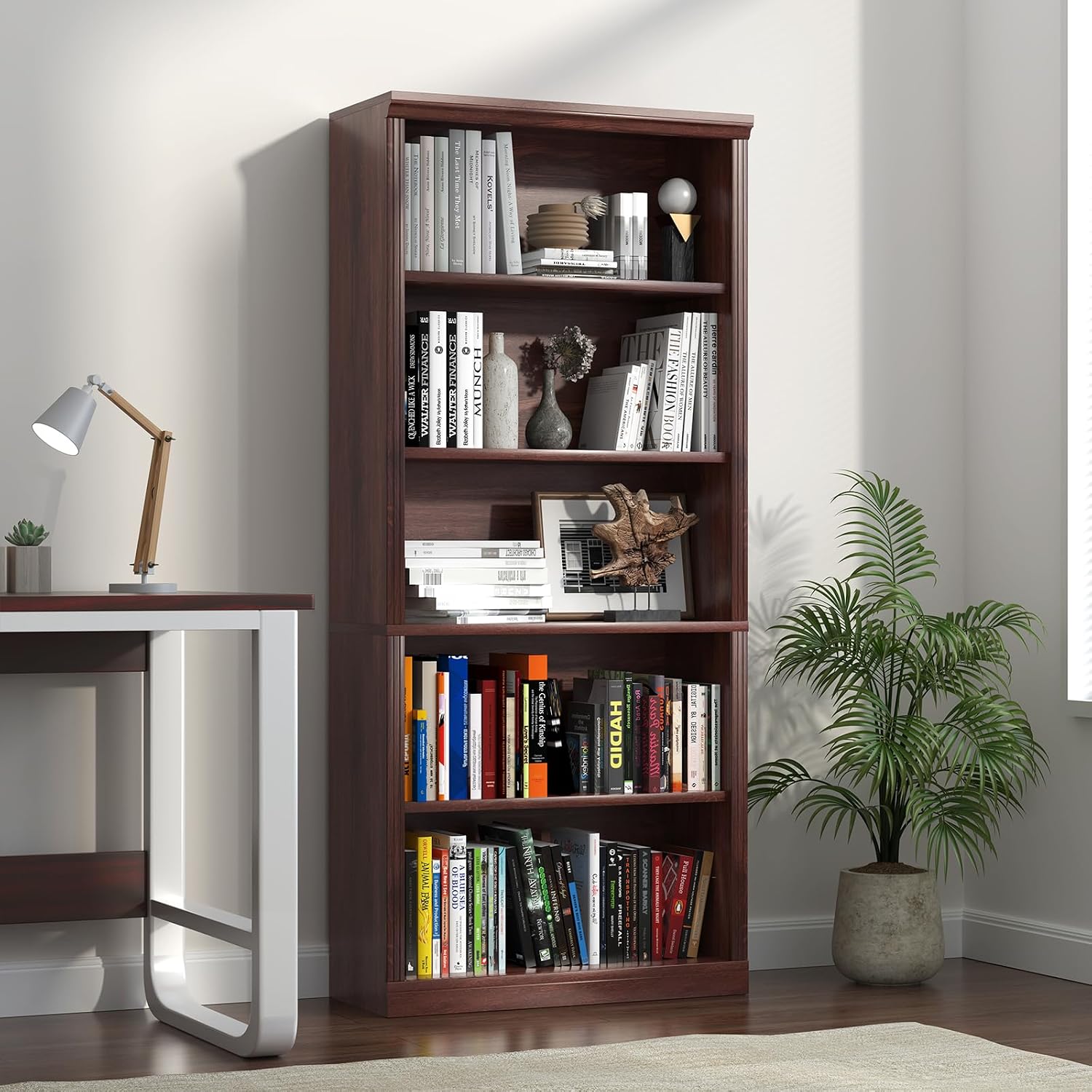 ชั้นวางหนังสือไม้ 5 ชั้น พร้อม - Office X Furniture บทวิจารณ์และราคา